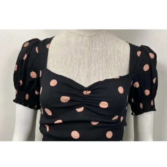 REFORMATION DREA RUCHED POLKA-DOT CREPE MINI DRESS - Picture 3 of 9